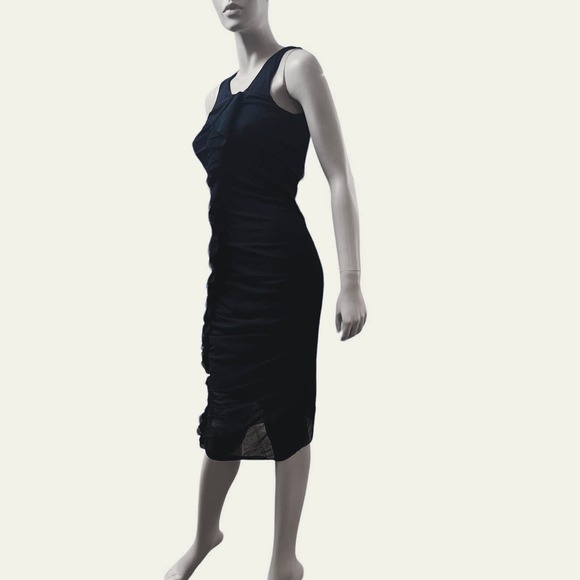 Jean Paul Gaultier Soleil Vintage Black Ruffle Midi Length Sheath Dress Size M - Picture 7 of 14